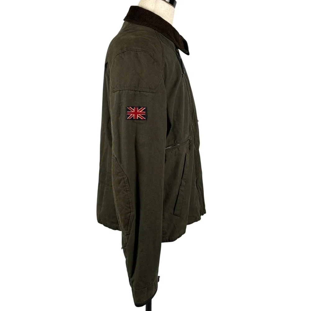 Polo Ralph Lauren Waxed Moto Jacket Mens XL Olive Green Cord Collar Retro NWT